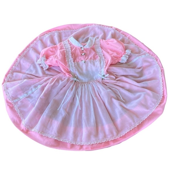 Vintage Betty Oden Full Circle Rosette Lace Party Pageant Dress Bubble Gum Pink - Picture 2 of 16